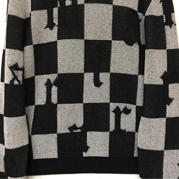 Amiri Logo Check Crew Mohair Cashmere Sweater Black White XXL Brand New With Tag - Picture 7 of 15